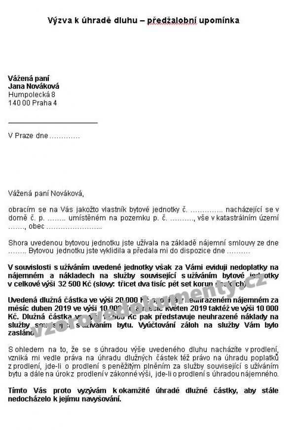 Vyzva k uhrade dluhu